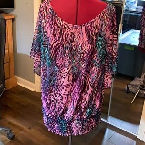 Multicolored blouse short sleeve